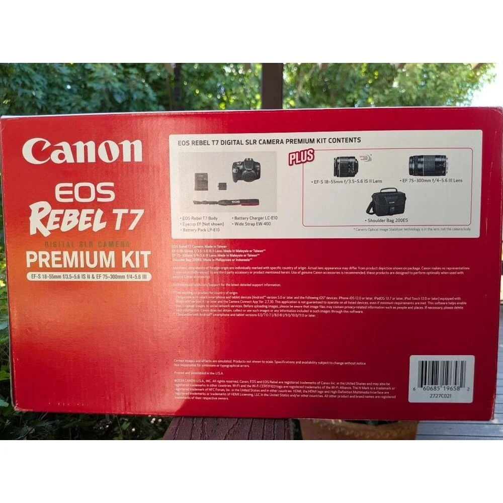 Canon EOS Rebel T7 Premium Kit 24.1MP DSLR 18-55 75-300 New Sealed
